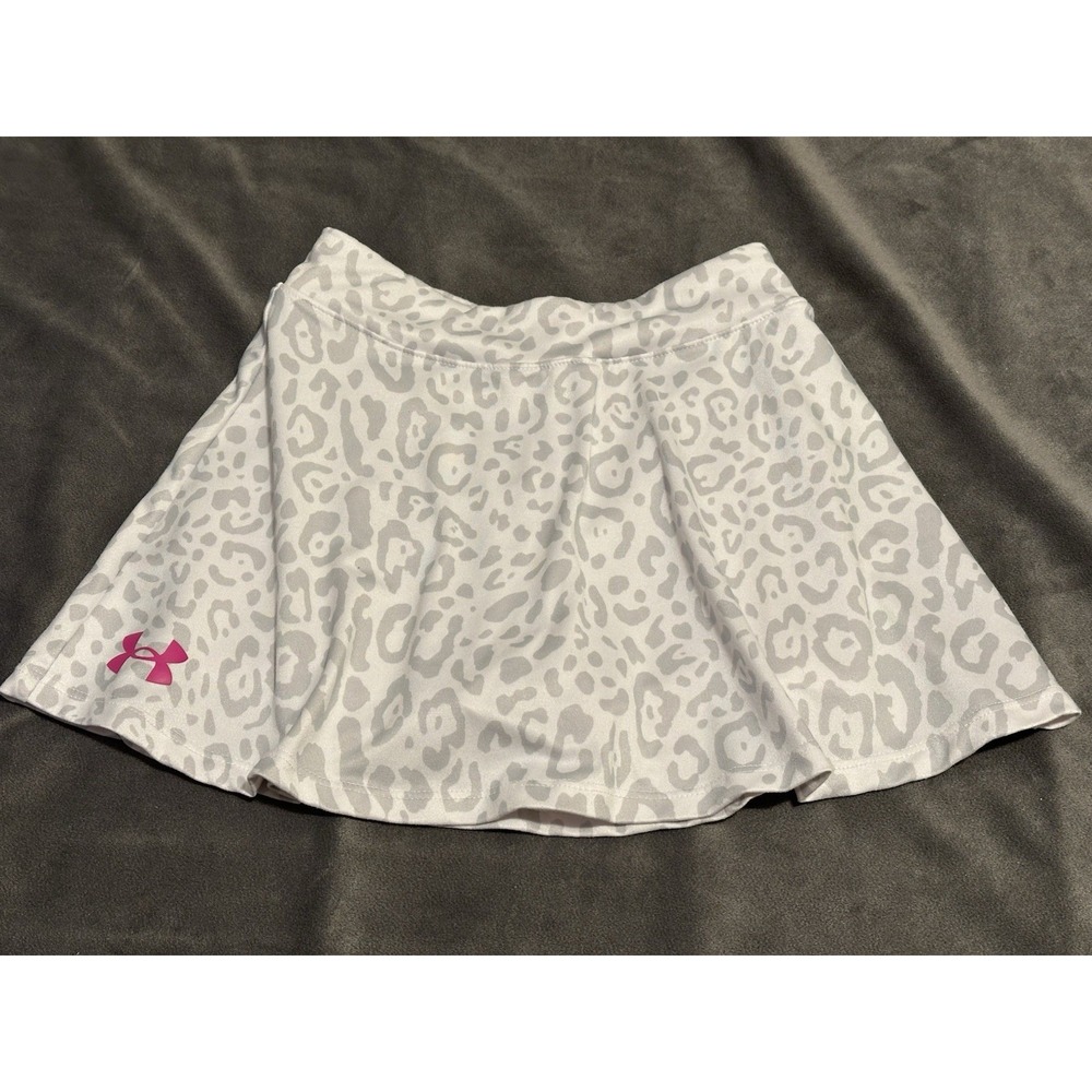 Under Armour Girls Athletic Skort  White And Grey Leopard Print Size 6X